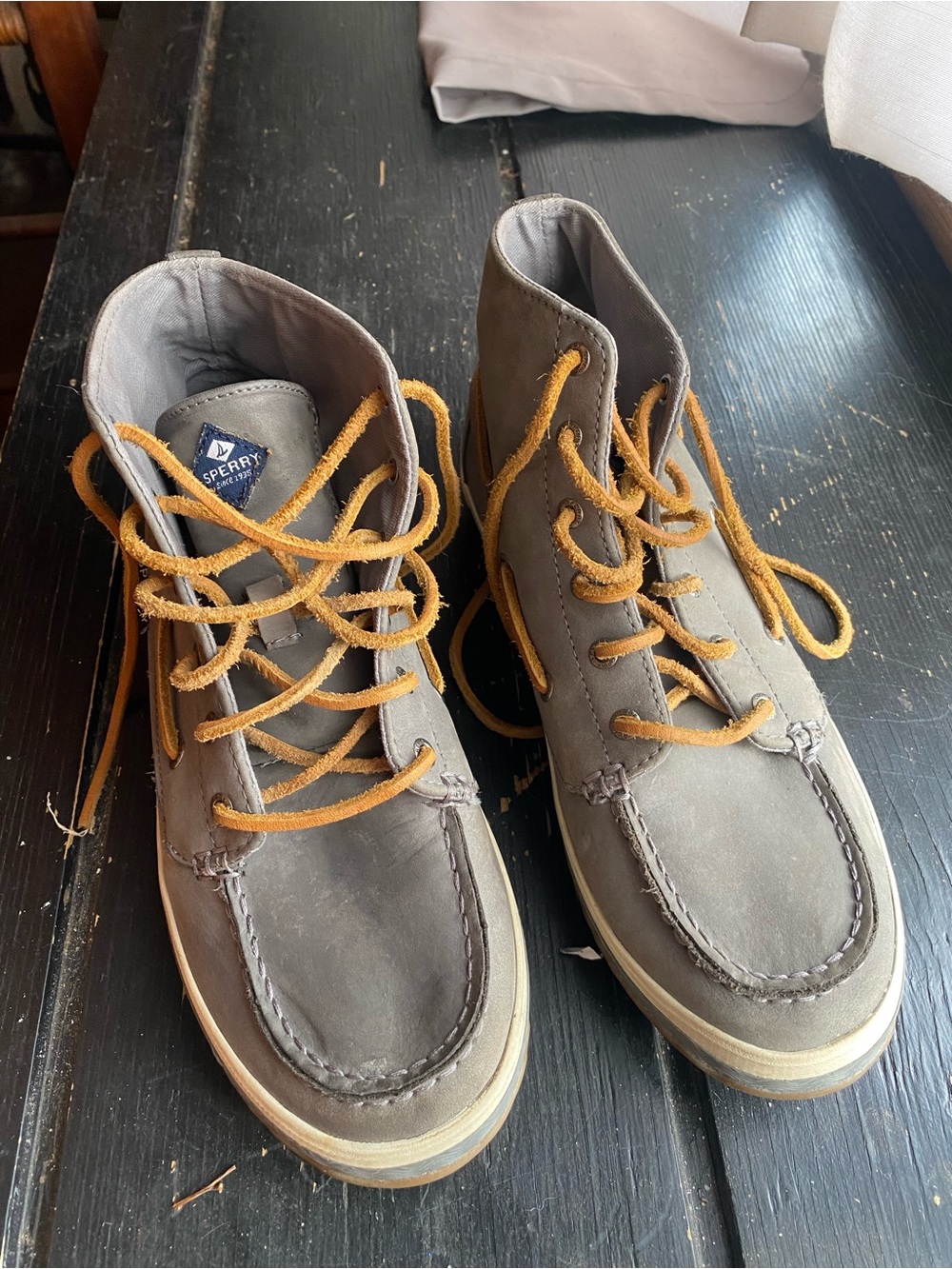 Sperry Men’s Gray Chukka Moc Boots with Tan Laces